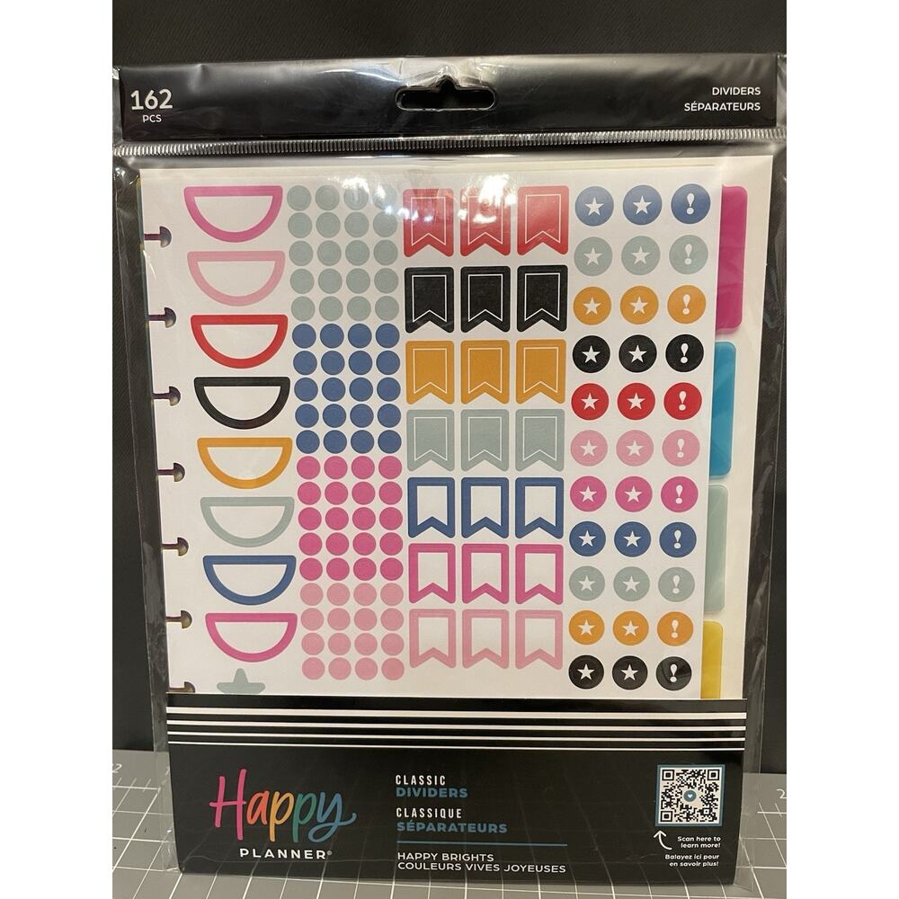 Happy Planner Happy Brights Dividers 5 pc Set Classic 9 Disc 162 pc